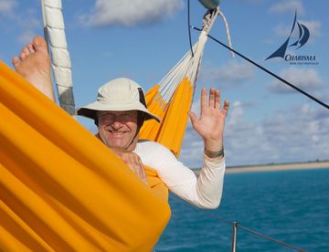 Charisma vor Anker, Barbuda Charisma vor Anker, Barbuda
