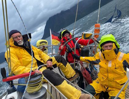 Crew im Cockpit bei Starkwind