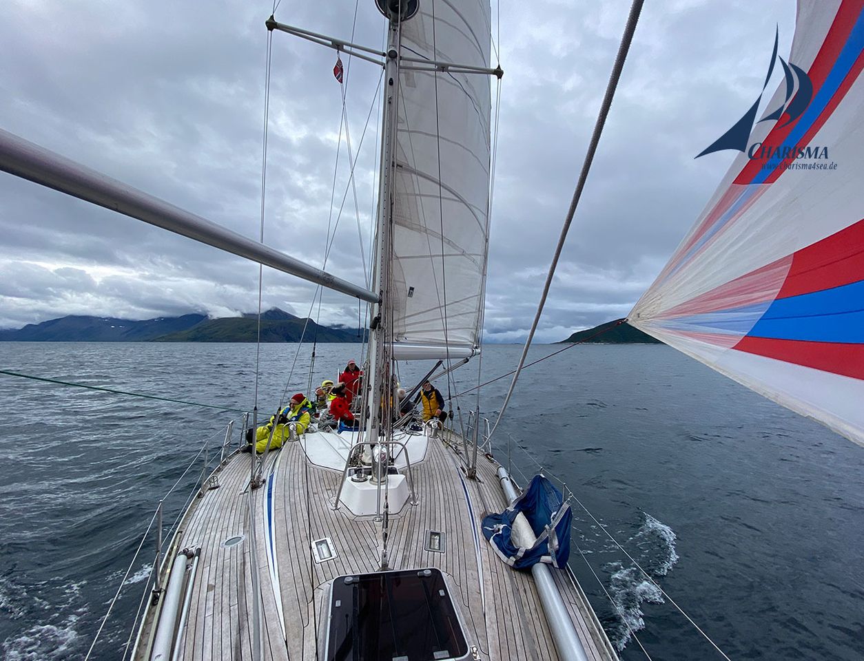 Unter Spinnaker durch die Fjordlandschaft
