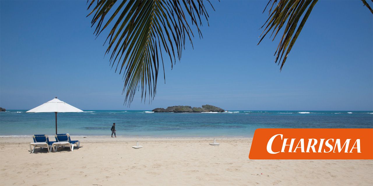 Weißer Strand mit Plamen