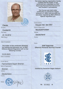 ISAF Offshore Personal Survival Course ISAF Qualifikation Constantin Claviez